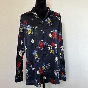 Banana Republic blue floral button down shirt size M